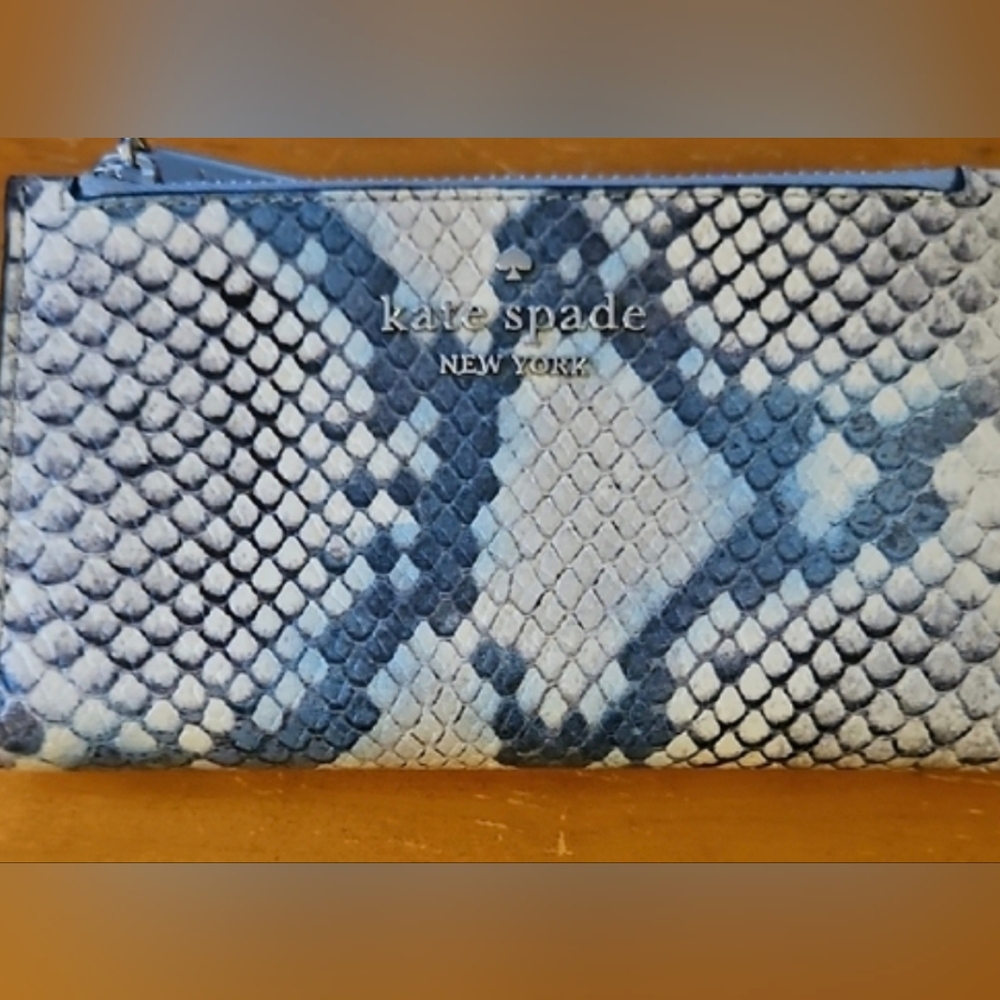 Kate Spade Blue Snake Print Wallet NWOT